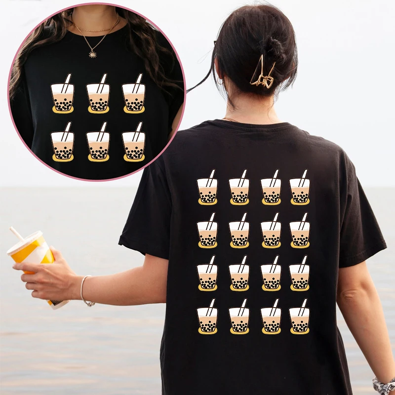 

Повседневная футболка с принтом Bubble Tea Boba, рубашка с коротким рукавом, женская одежда, модная футболка, летняя женская футболка, женская милая футболка с графическим рисунком
