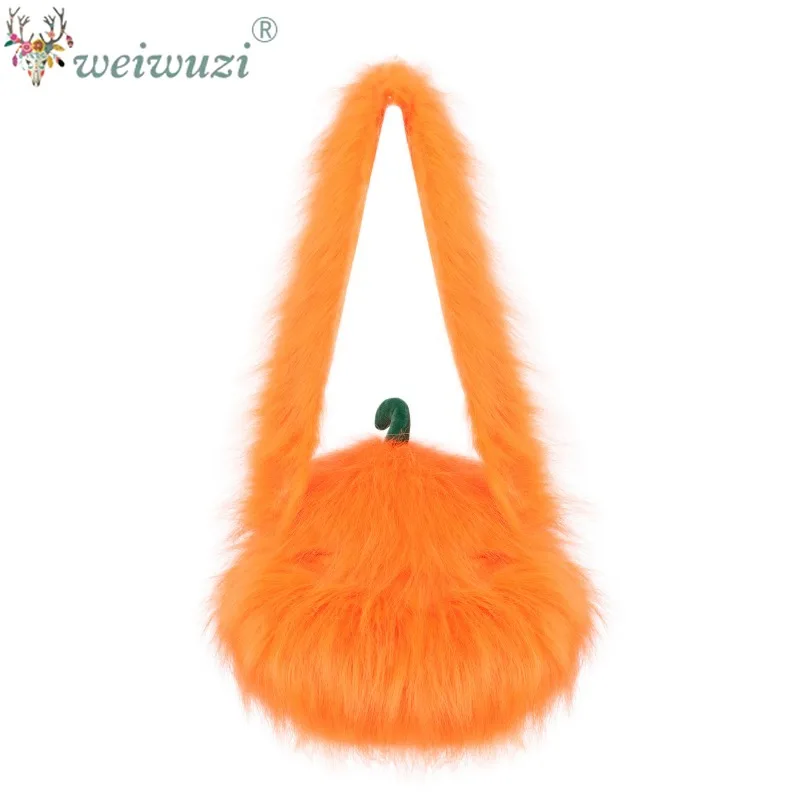 Halloween Accessories Plush Pumpkin Trick or Treat Candy Bag Crossbody Candy Pouch Halloween Party Gift Handbag for Dress‑up