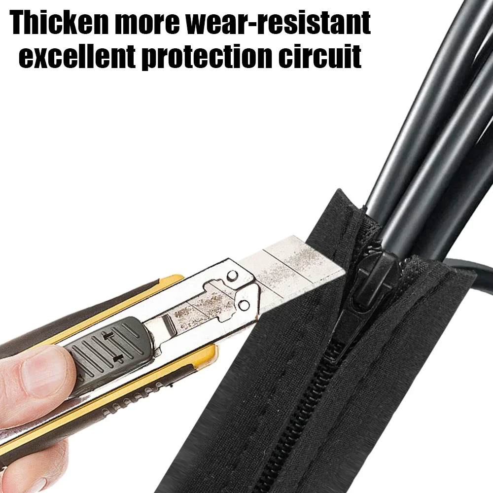 5-1PCS Protable Zipper Cable Sleeve Waterproof Flexible Wire Management Cord Organizers Harness Line Sheath PC Cable Wrap Winder