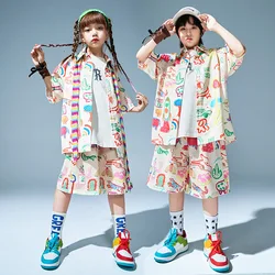Street Dance Kinder Hip Hop Anzug Jungen explosiven Jazz Tanz Graffit Set Mädchen Dopamin Anzug Kinder Bühne Performance Anzug