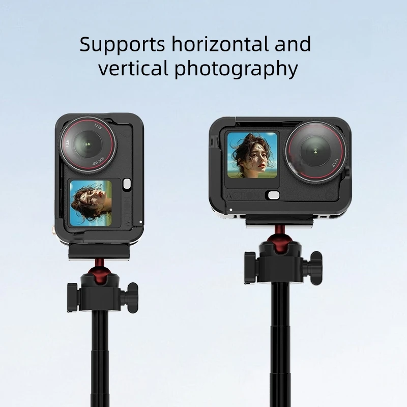 

Metal Cage for DJI Osmo Action 6, Camera Protect Frame Aluminum Housing Lens Cover Cap Kit with Cold Shoe and 1/4" Thread Holes