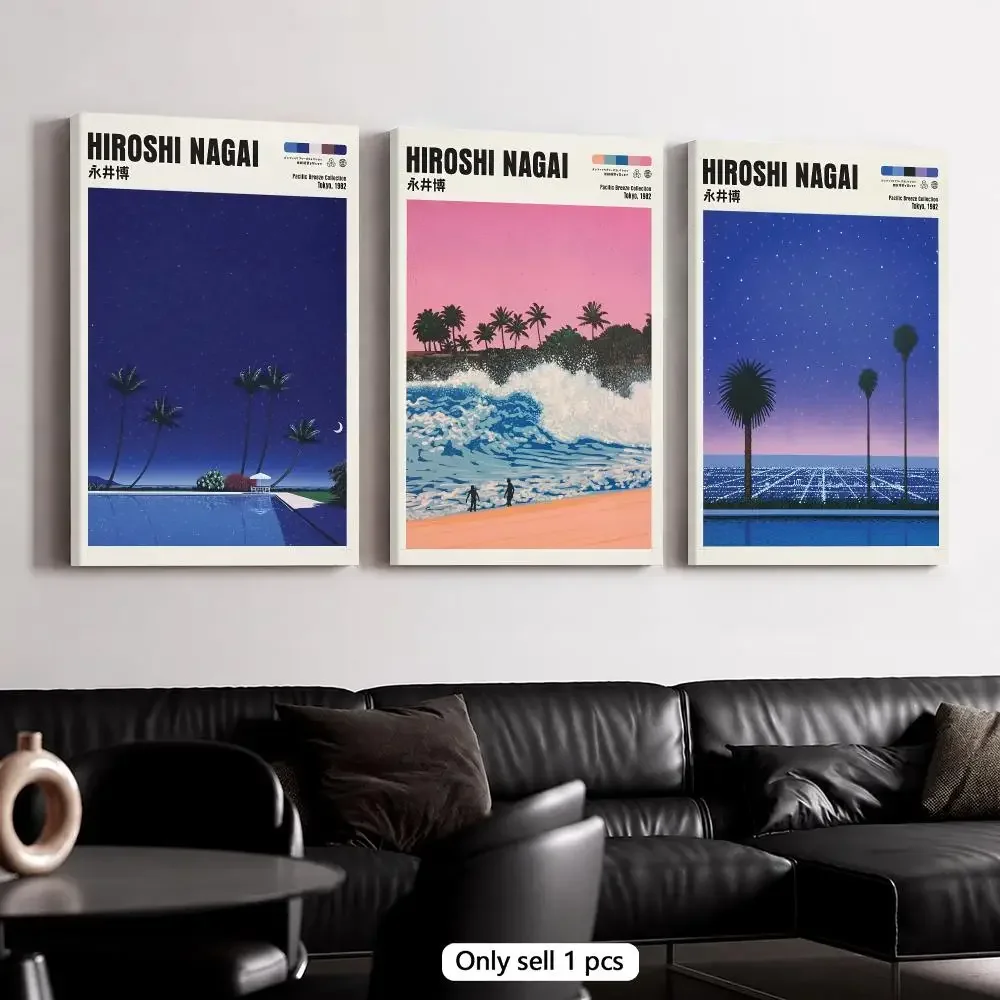 H-Hiroshi Nagai Cosmic Night Sky Framed Wall Painting Framed Canvas Wall Art Poster Solid Wood Frame Home Decor