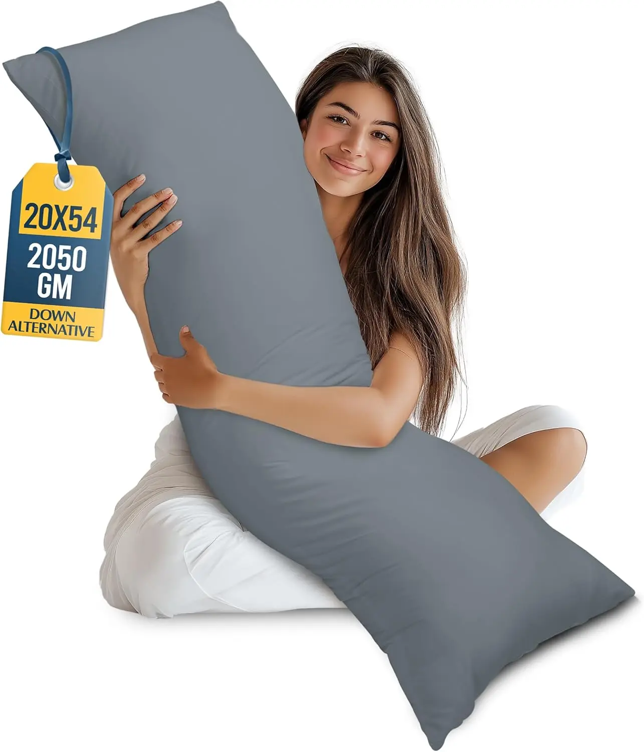 

Подушка для всего тела для взрослых, серая, 20x54 дюйма, идеально подходит для сна на боку
