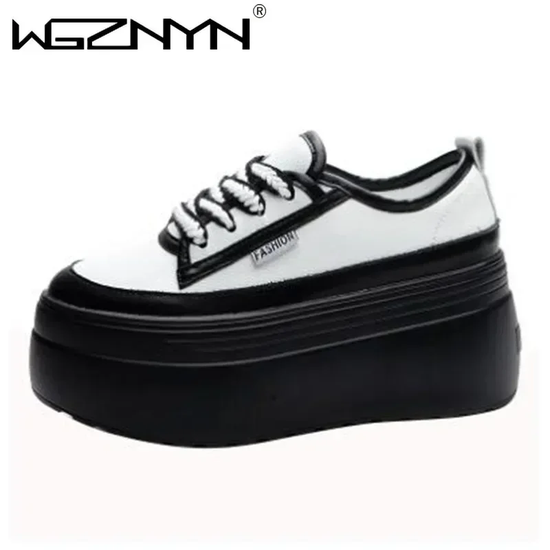 

Высочайшее качество, 8 см, весенние повседневные кроссовки из коровьей кожи, женская вулканизированная обувь, удобные туфли-лодочки на танкетке и платформе, осень