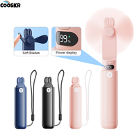 Portable Handheld Fan Mini USB Rechargeable Fan Foldable Hand Held Fan Small Pocket Fan with 2000mAh Power Bank and LED Display