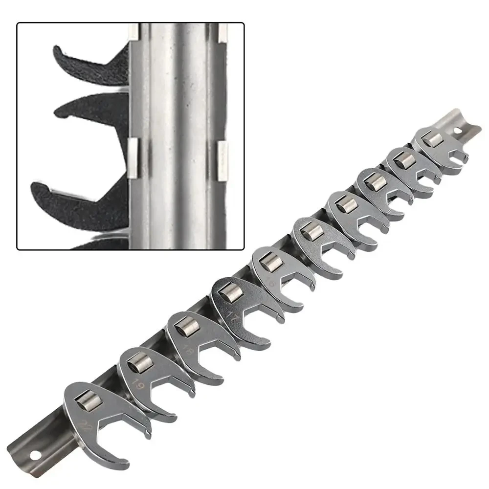 10 Stück/Set 10-22mm Schwalbenschwanzschlüssel Metrisch 3/8 Zoll Antrieb Offener Schraubenschlüssel Kohlenstoffstahl Hornschlüsselkopf – Detail 4