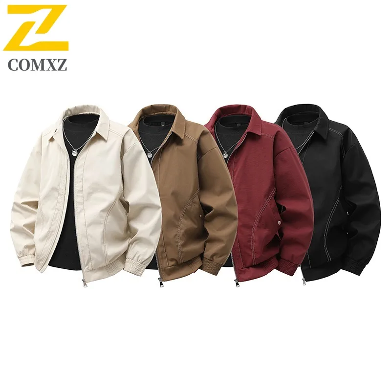 COMXZ 2025 Mens Square Collar American Vintage Workwear Jacket