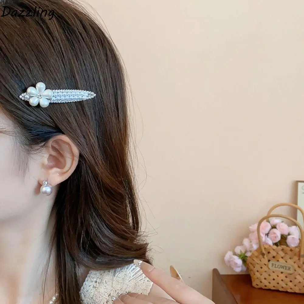 

Sweet Zircon Pearl Flower Hair Clip Cute Animals Rhinestone Hairpin Side Clip Hair Accessories Cute Puppy Hair Clip Girl
