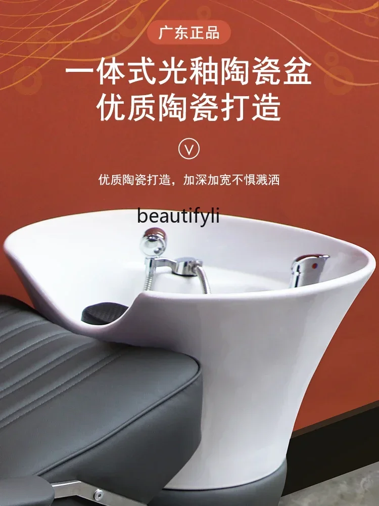 newShampoo Sedia Rimbalzo Spugna Sdraiata Mezzo Parrucchiere Bacino in ceramica Letto per sciacquone Parrucchiere Taglio di c