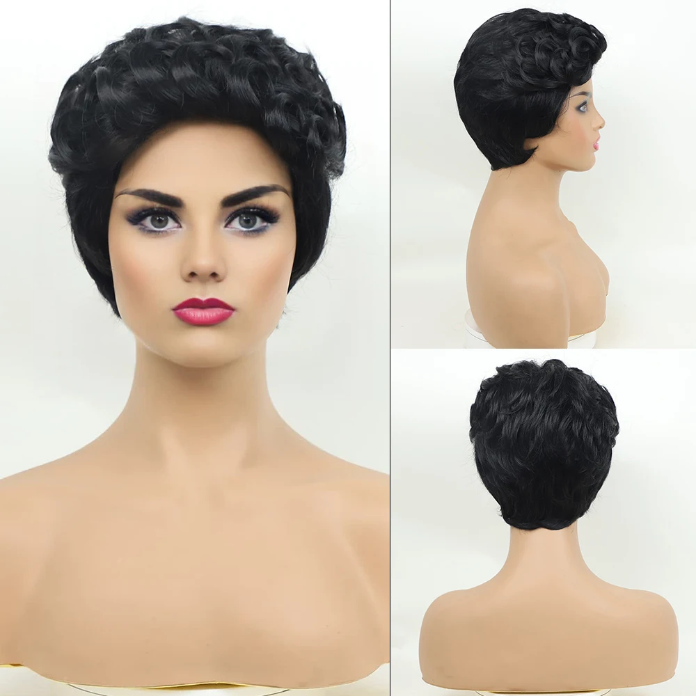

Short wigs styles Pixie Cut Wigs Short Afro Curly Synthetic Hair Wigs for Black Women Black Hair Wig