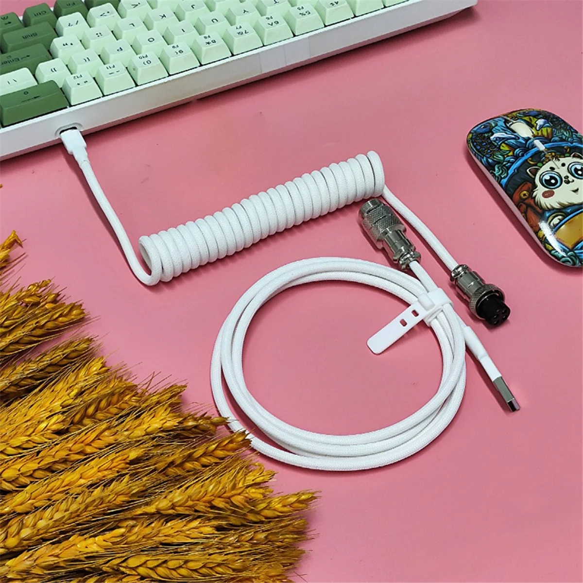 USB Type-C Cable for Gaming Keyboards, Double Sleeved Mechanical Keyboard Cable, Mechanical Keyboard Custom Coiled CableJAS