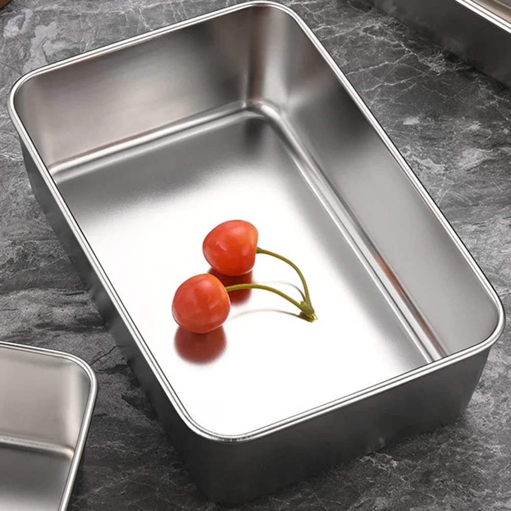 Stainless Steel TRAY PLATE Vegetable Food Rectangular Serving Decoration Kitchen Dessert Plate Nut Fruit Cake Tray