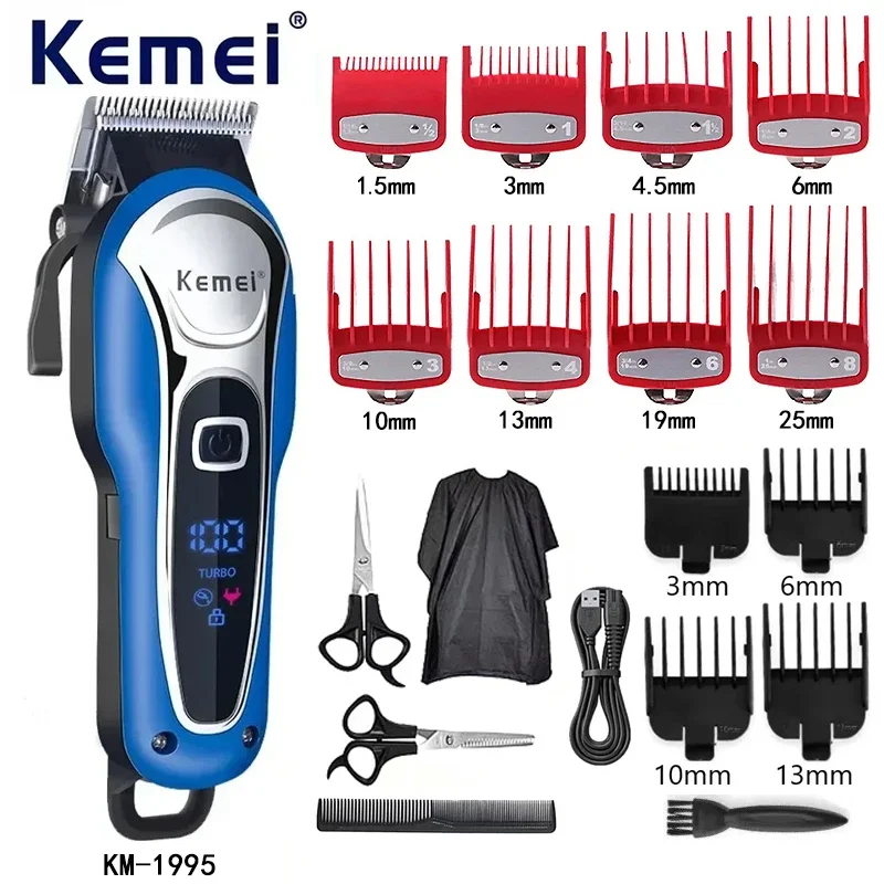 Kemei Hair Clipper for Man KM-1995 Professional Precision Adjustment Cordless Hair Trimmer Rechargeable Haircut Machine