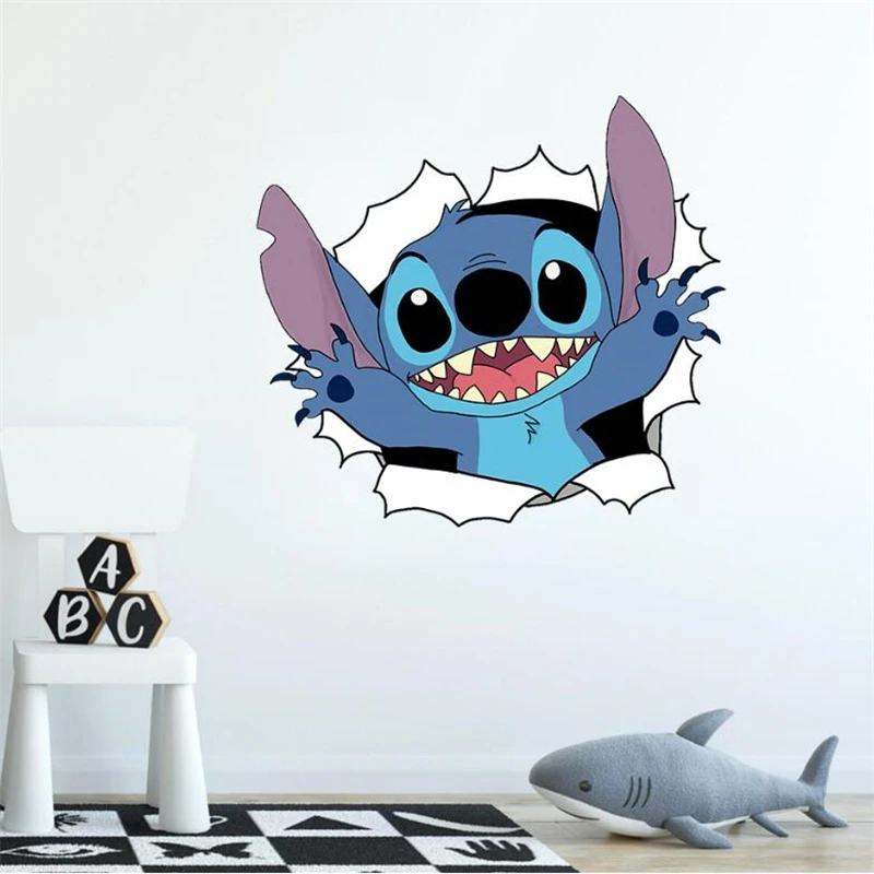 Lilo & Stitch Cartoon Stitch Movie Wall Stickers For Kids Rooms Kindergarten Living Room Bedroom Wall Decoration Animated Poster