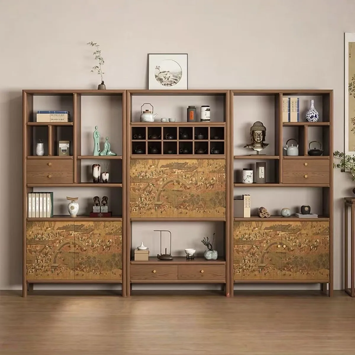 New Chinese-style solid wood Duobao Pavilion, Bogu Rack, Household Tea Room Tea Display Cabinet, New Chinese-style Tea Room Shel