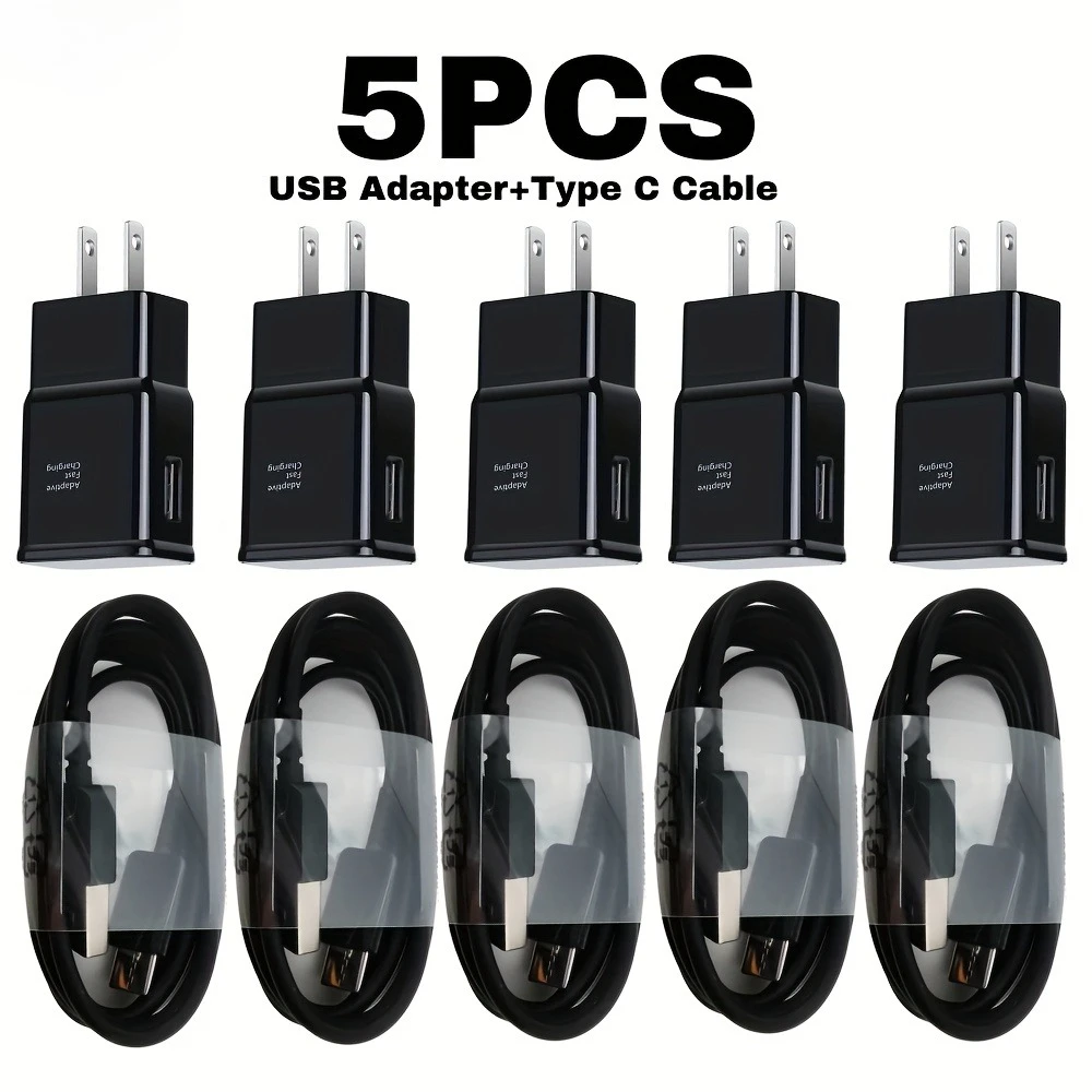 

Набор из 5 шт. адаптивных быстрых зарядных устройств с кабелем USB Type-C для Samsung S20, S9, S8, для Xiaomi, быстрый зарядный кабель Type-C
