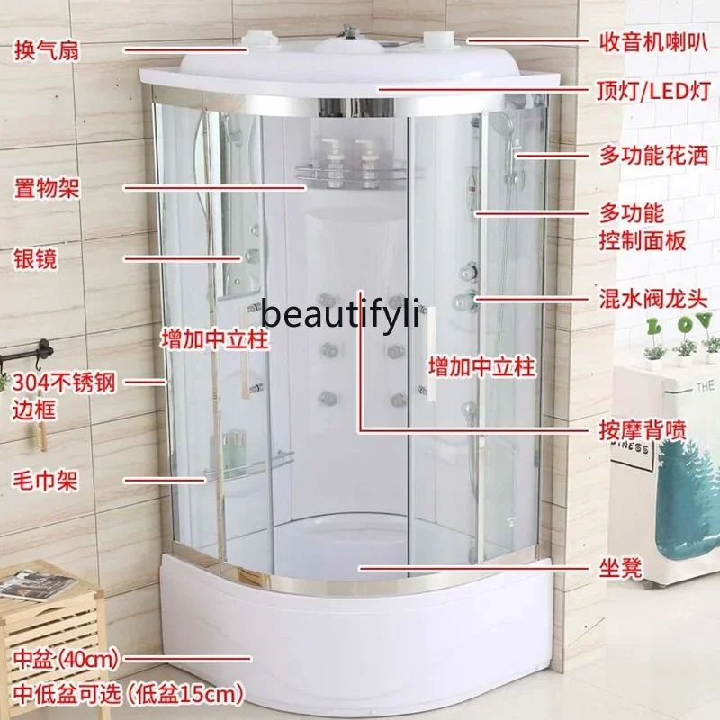 xx1Stainless Steel Glass Partition Bathroom Integrated Toilet Household, Bath Room Bath Room