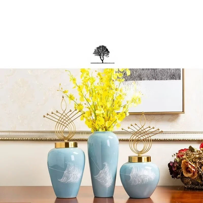 Hand painted ceramic vase flower home crafts ceramic