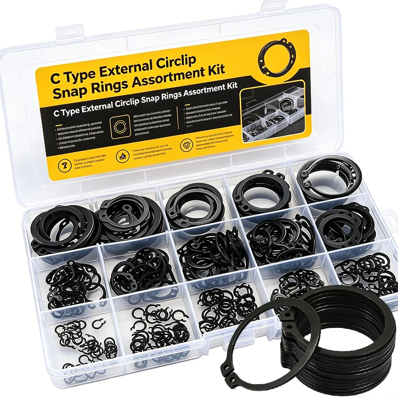 Wholesale 3mm-32mm External Retaining C-Clips Rings Circlip Snap Washers for Automobiles Shaft Bearing Fasteners Assortment Kits