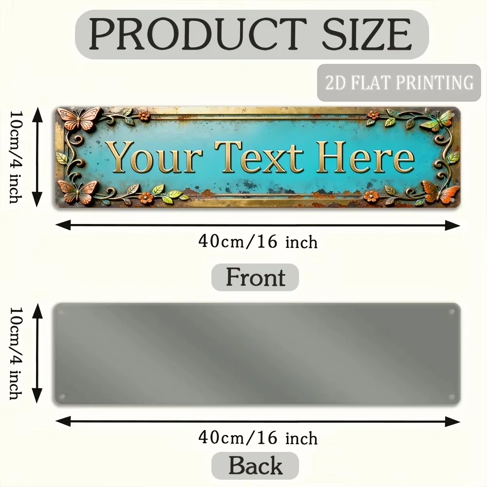 Vintage Metal Sign, DIY Customizable Text Outdoor Plaque, Wall Decor For Gates, Front Doors And Fence