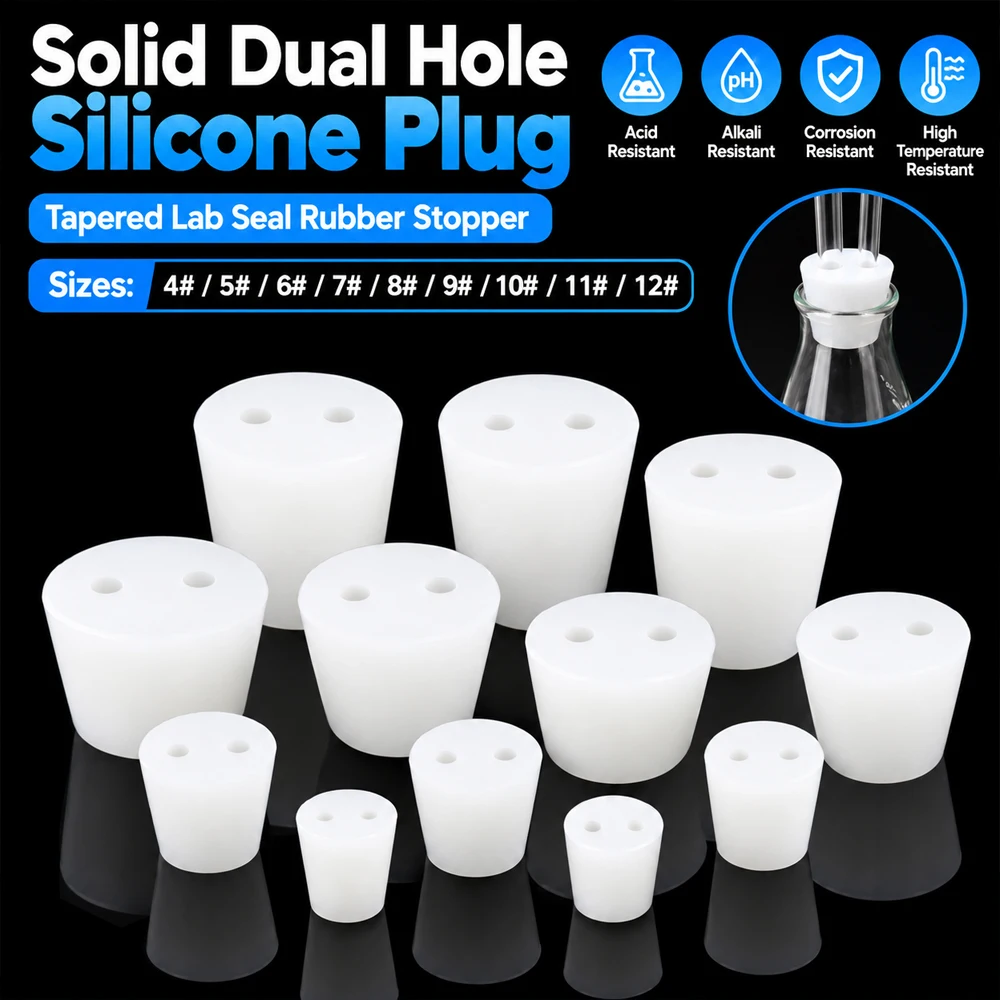 1-5Pcs White Silicone Lab Stopper 4#-12#, Tapered Rubber Plug Tight Seals for Test Tubes Flasks Fermentation Vessels