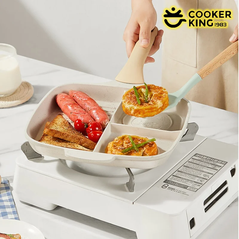 

COOKER KING Сковорода с керамическим покрытием Кастрюля с антипригарным покрытием Сковорода для завтрака «три в одном» для стейка, яиц, многофункциональные сковороды для блинов