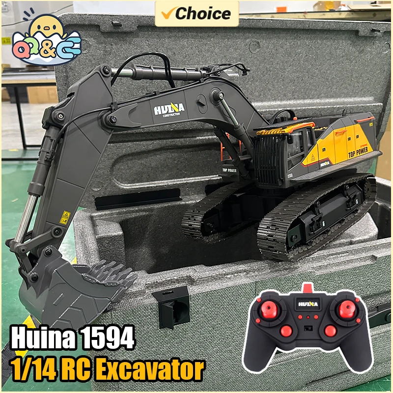 

Huina 1/14 RC Truck Excavator 1594 Alloy 2.4Ghz Radio Controlled Car 22 Channel Engineering vehicle Toys for Boy Kid Gift