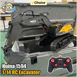 Huina 1/14 RC Truck Excavator 1594 Alloy 2.4Ghz Samochód sterowany radiowo 22-kanałowy pojazd inżynieryjny Zabawki dla chłopca Prezent dla dziecka