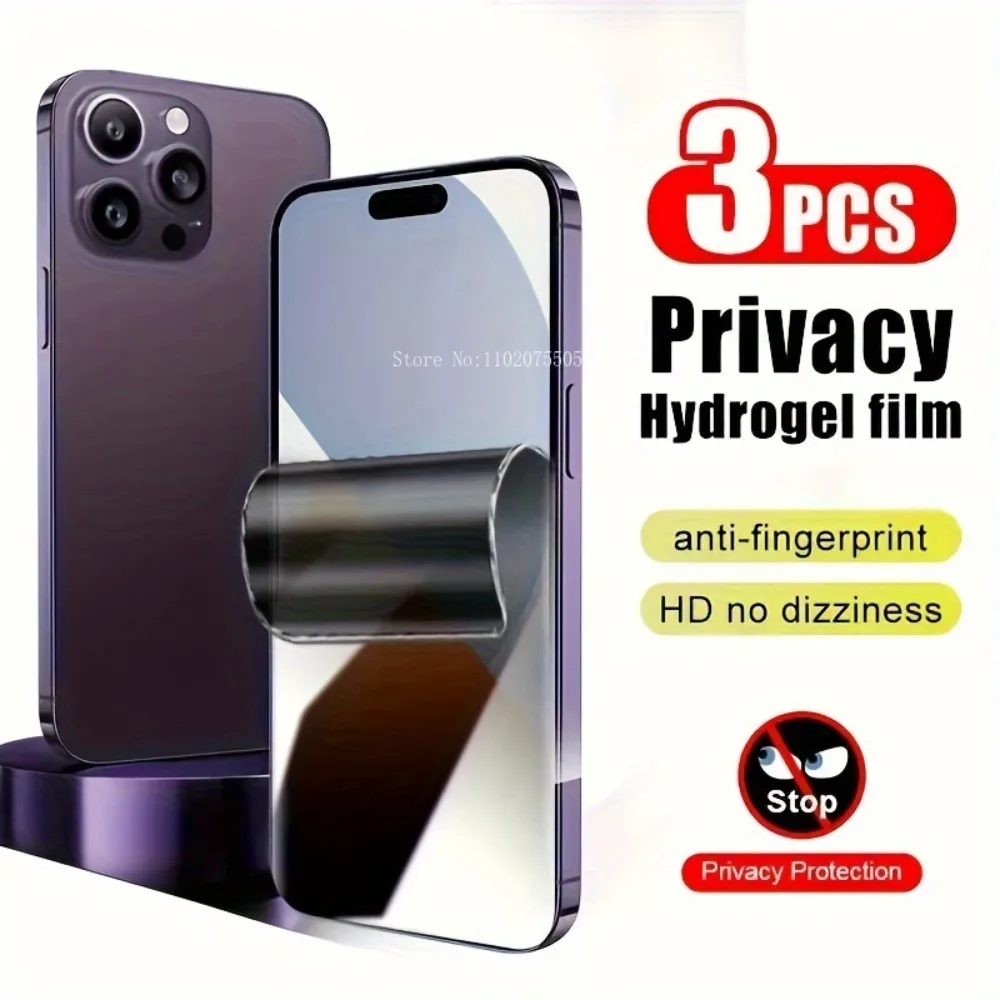 3Pieces Hydrogel Privacy Screen Protector for iPhone 16 15 14 Pro Max Hydrogel Film For IPhone 11 12 13 Pro 6 7 8Plus XR XS Film