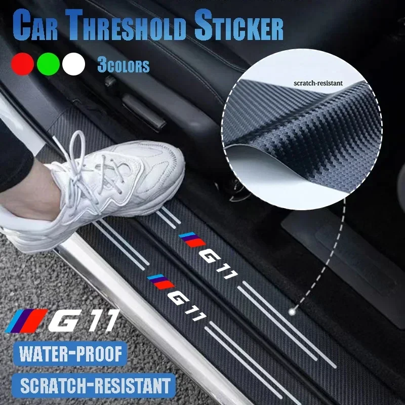Car Front Rear Threshold  Protect Stickers Accessories For BMW G11 Badge Door Sill Scuff Plate Decals Trunk Bumper Strips Tape