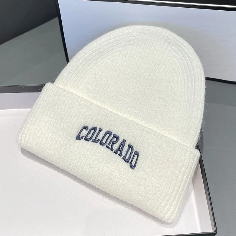 Men Women Colorado Letter Embroidered Cuffed Beanie, Autumn Winter Warm Knit Hat Outdoor Ski Cap 5
