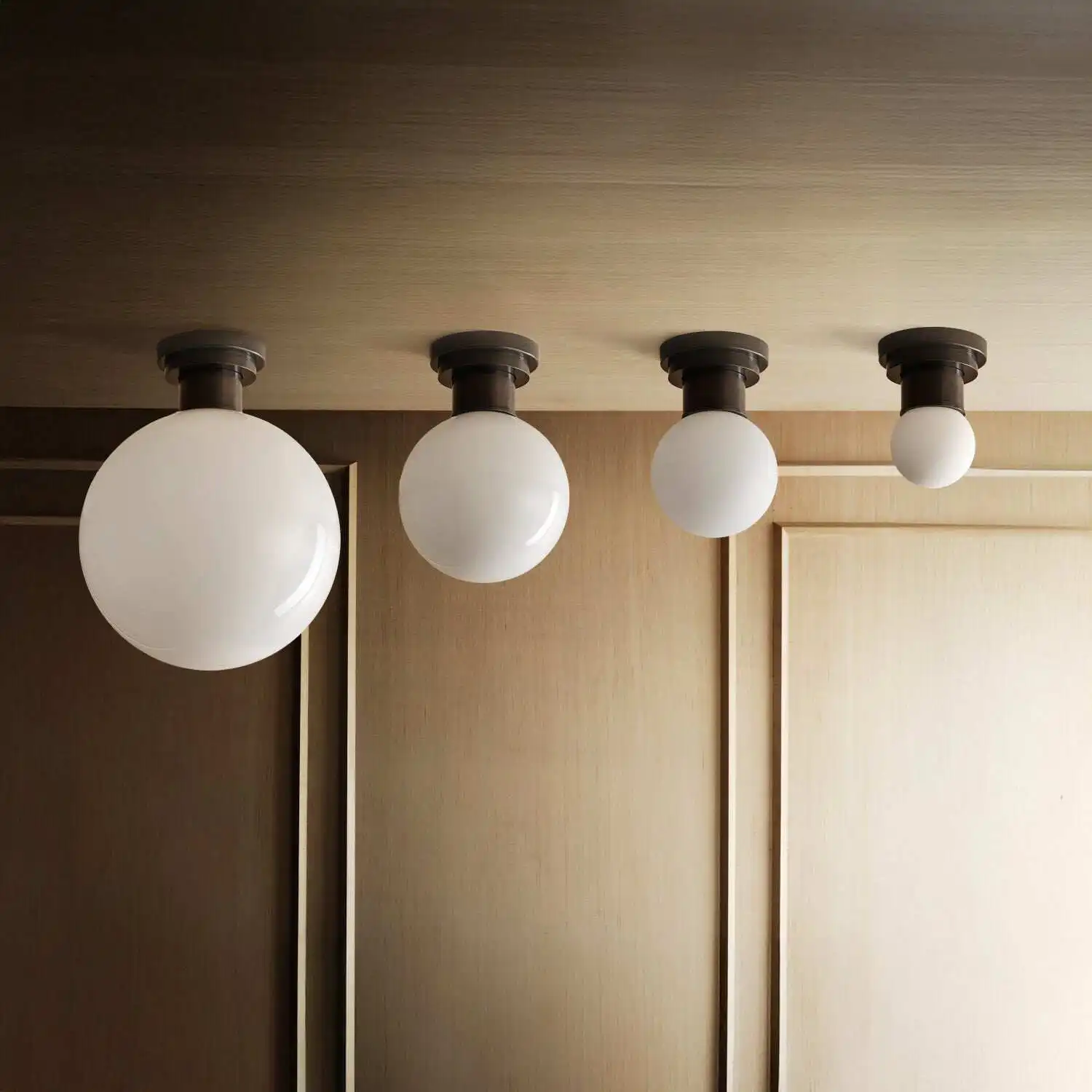 Waterproof glass ball ceiling lamp IP65 bathroom study bedroom bedside corridor copper lamp
