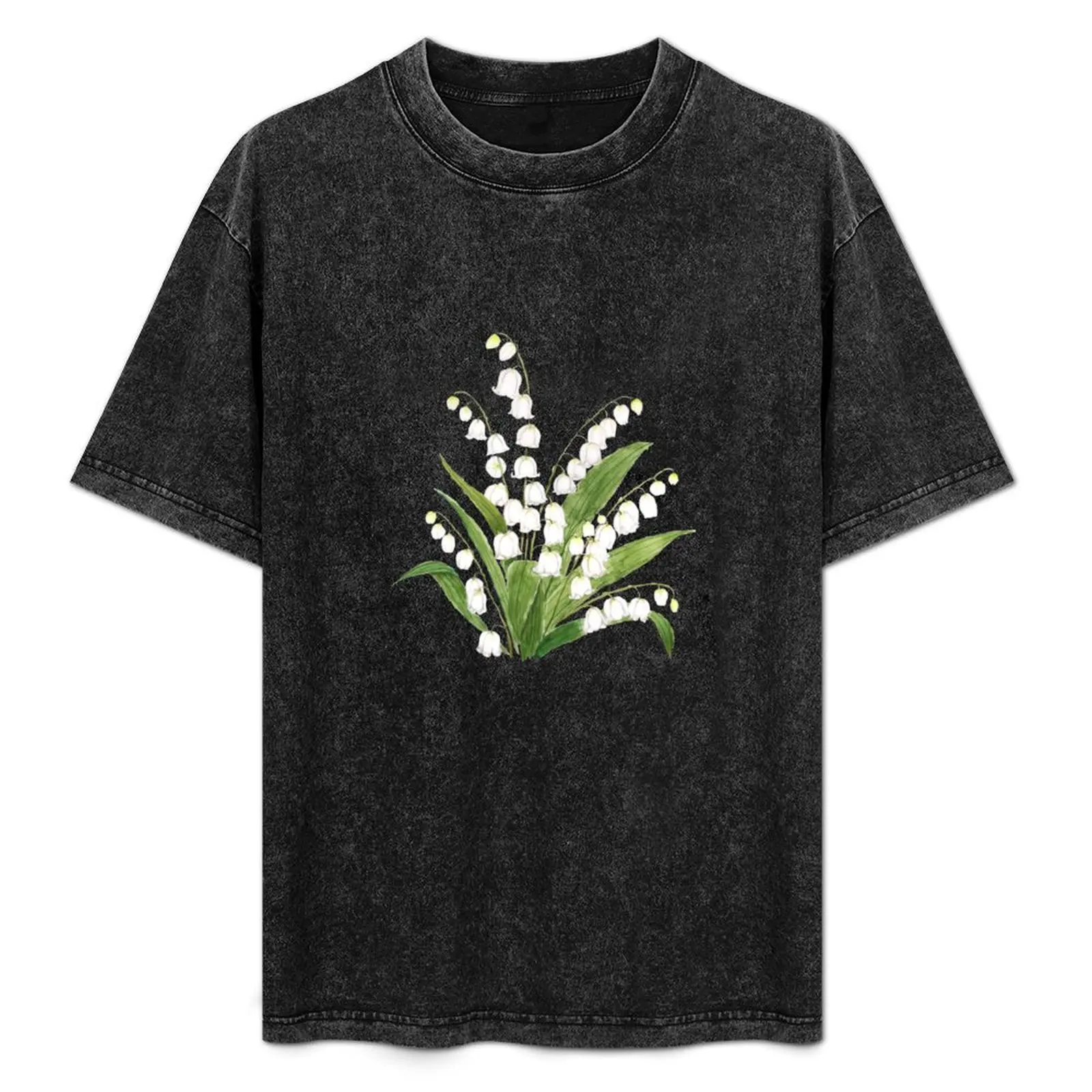 

hand painted white lily of valley watercolor T-Shirt sweat quick-drying oversized customs design your own anime shirts men