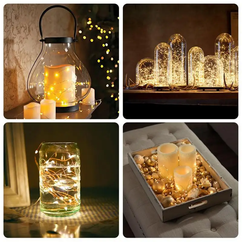 الأسلاك النحاسية الجنية أضواء بطارية تعمل LED سلسلة أضواء حفل زفاف داخلي عيد الميلاد الديكور أضواء جارلاند