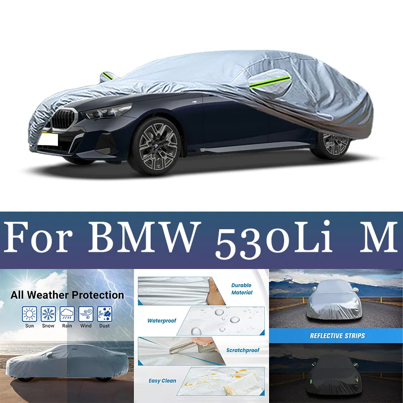 

Полный автомобильный чехол для BMW 530Li M, водонепроницаемый летний солнцезащитный козырек, анти-УФ-зимний чехол для защиты от дождя и снега