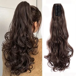 Body wave claw clip ponytail synthetic hair extensions wig Curly 22inch long Hairpiece false pigtails Add Volume women daily use