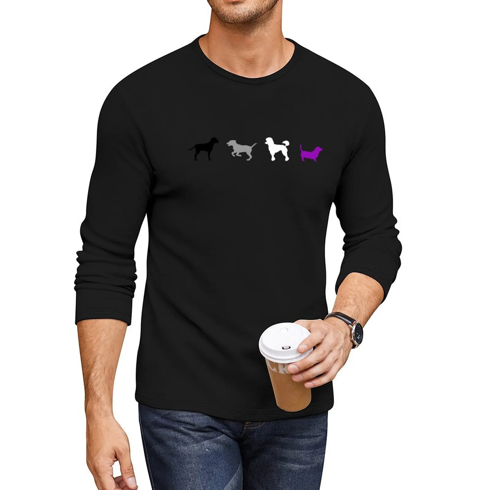 

Dogs Minimalist Ace. Asexual Pride Long T-Shirt aesthetic clothes graphics t shirt Men's clothing