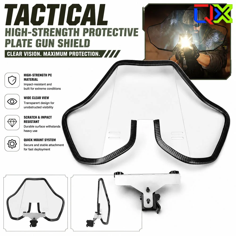 QX Tactical Shield Quick Release High Strength Guard Airsoft Paintball Cosplay Prop for Outdoor Field Game Accessories