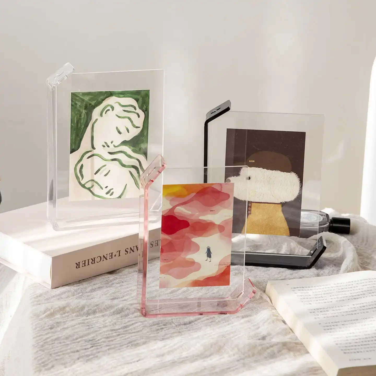 Acrylic Transparent Double Sided 6/7/8inch Photo Frame Tabletop Creative Wedding DIY Picture Frame Home Table Décor Gift