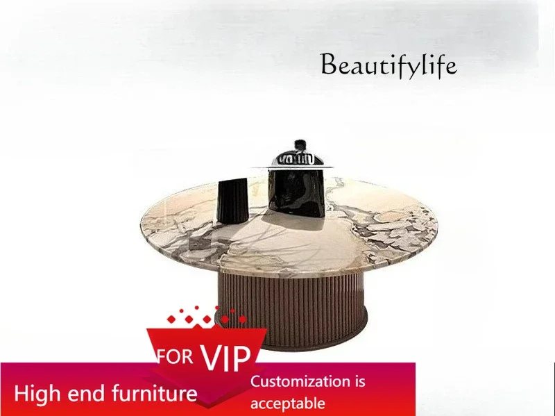 

UP Natural luxury stone modern simple living room high-end round coffee table size high and low combination designer model