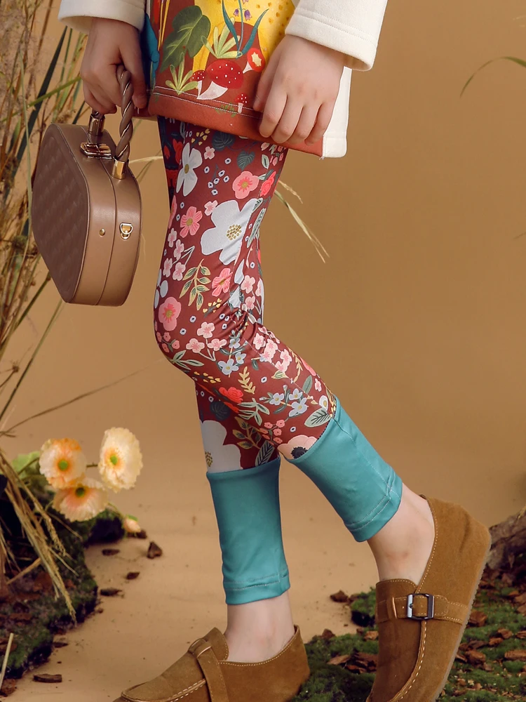 Floral Printed Girl Legging Chic Elastic Pant