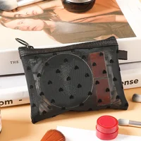 Bolsas de cosméticos transparentes de malla, bolsa de maquillaje negra pequeña y grande, organizador de artículos de tocador de viaje portátil, bolsa de almacenamiento de lápiz labial, 1 Uds.