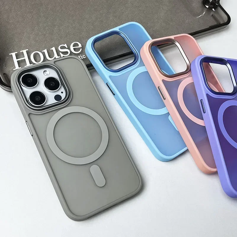 Luxury frosted magnetic attraction is suitable for iphone 16 14 13 12 11 15 Pro Max anti-fall and fingerprint mobile phone case