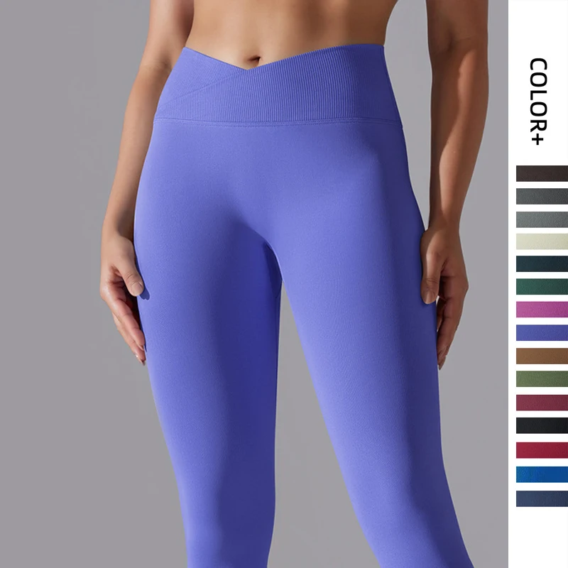 

Seamless Knitted Yoga Pants Women V-Shaped High Waist Sports Leggings Sexy Butt Lift Workout Tights Breathable Sportswear