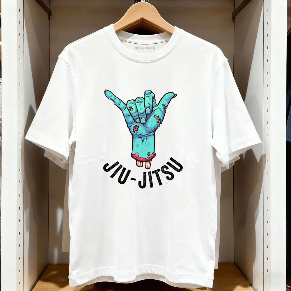 Jiu Jitsu Shaka Zombi camiseta esencial con gráfico de mano Mujer Hombre Casual Camisetas gráficas de algodón Ropa de calle Camisetas Ropa Hombre