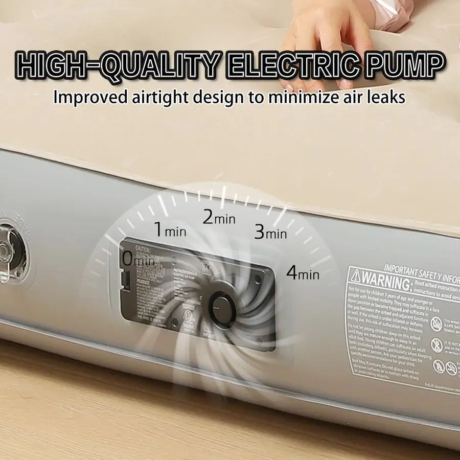 مرتبة هوائية مع مضخة كهربائية مدمجة للتضخم السريع، تدعم ما يصل إلى 650 رطلاً، مثالية للتخييم والمنزل والضيوف والتر المحمول