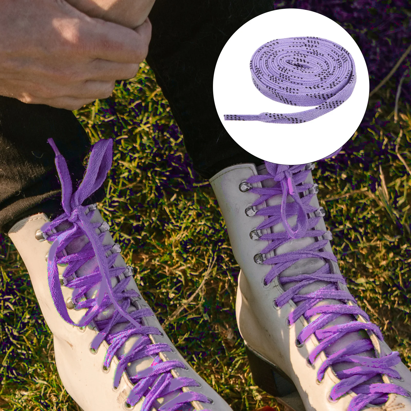 Hockey Laces Simple Design Shoelaces for Long Flat Ice Skate Sports Polyester Wear-resistant Durable High Strength