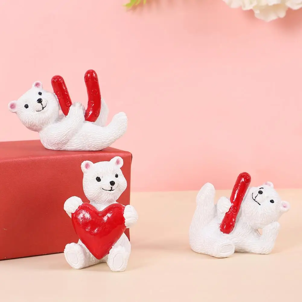 Bookshelf Decorations Love Affection Symbols Cartoon Love Bear Resin Figurines for Wedding Christmas Decor Cute for Bedroom