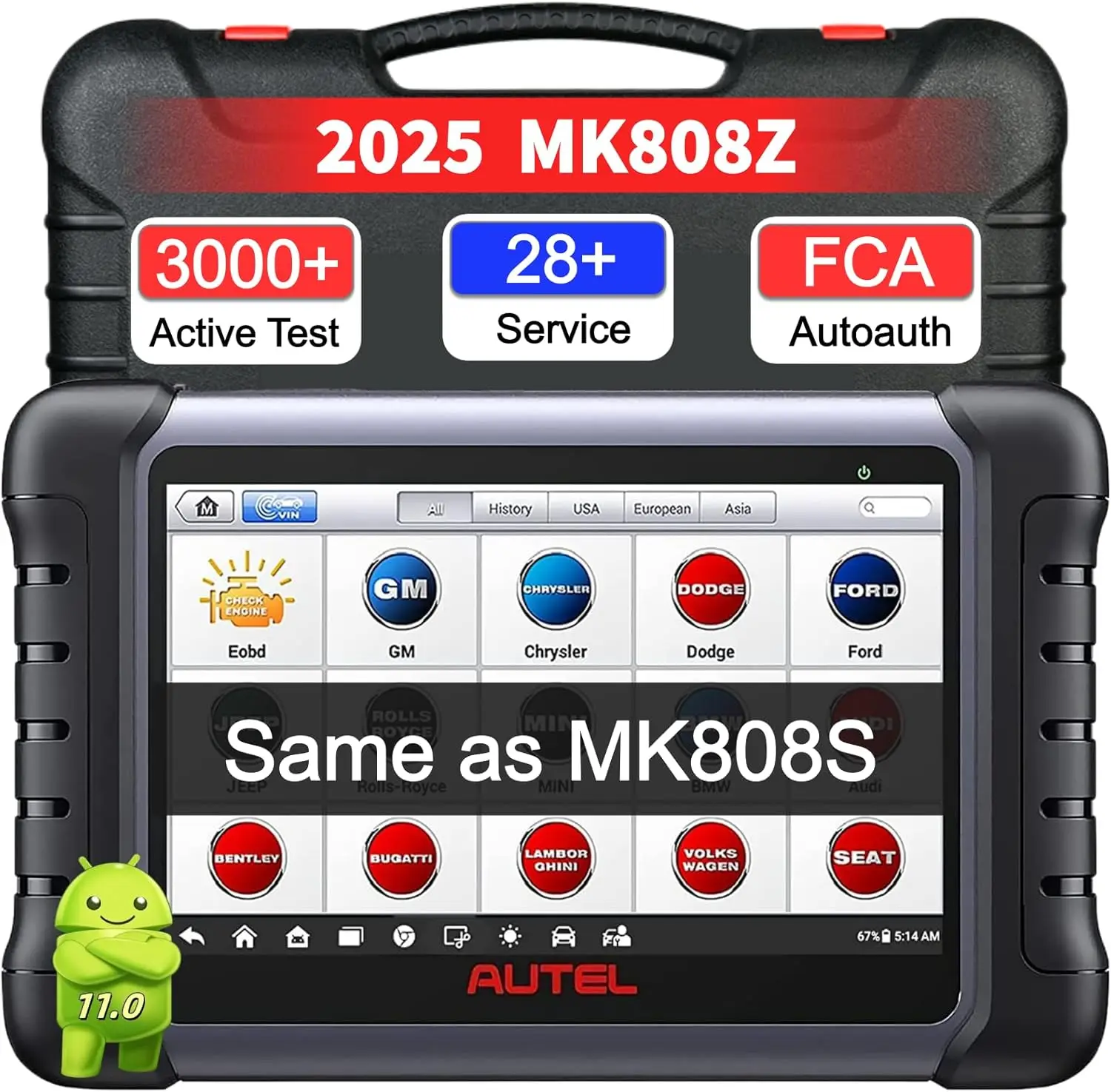 Autel OBD2 スキャナー双方向診断：MK808Z 全システム診断ツール、全車種対応、maxicom MK808S MX808Sからアップグレード