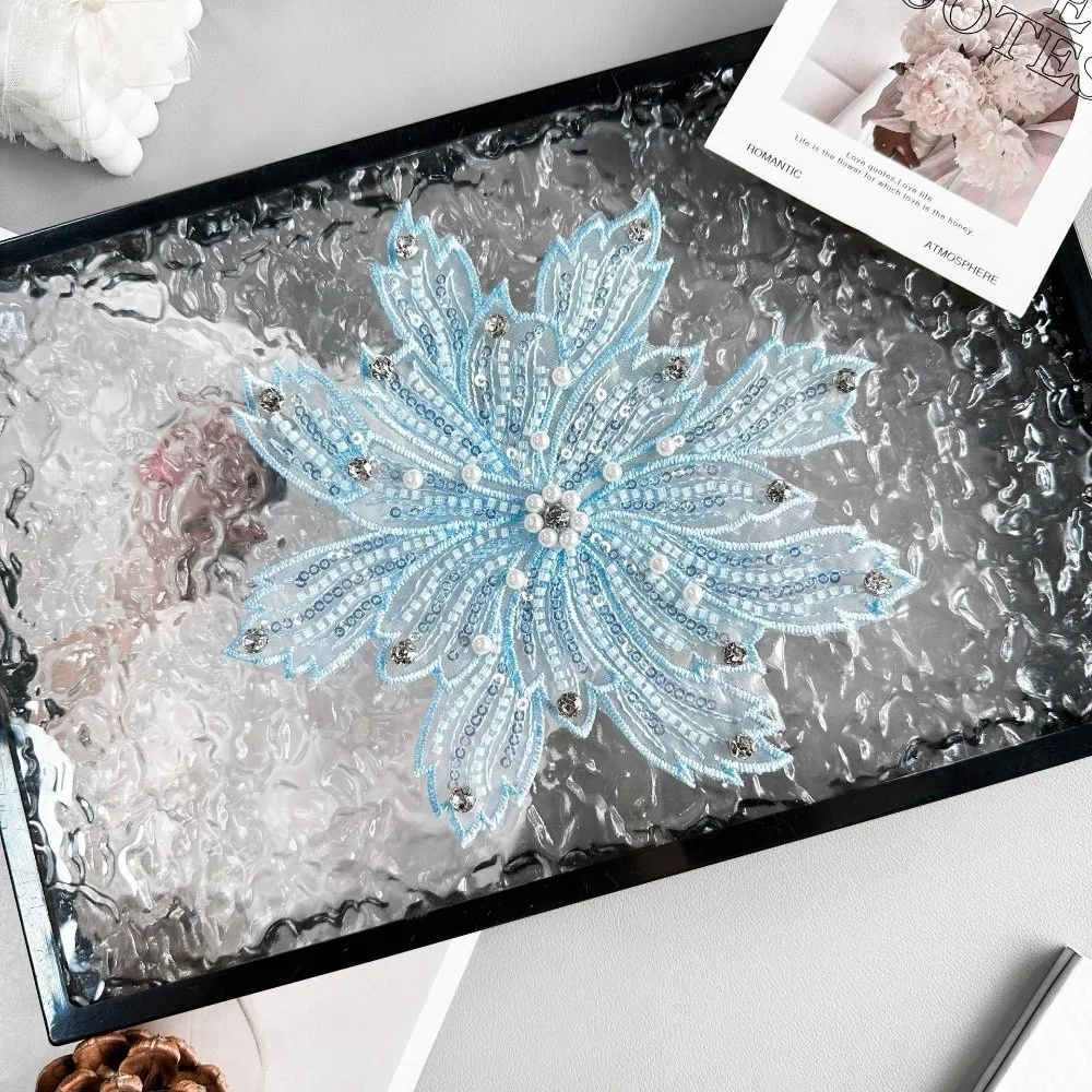 Colorful Beaded Flower Applique Heavy-duty Beaded Organza Clothing Fabric Patches Sewing Material Dress Decoration